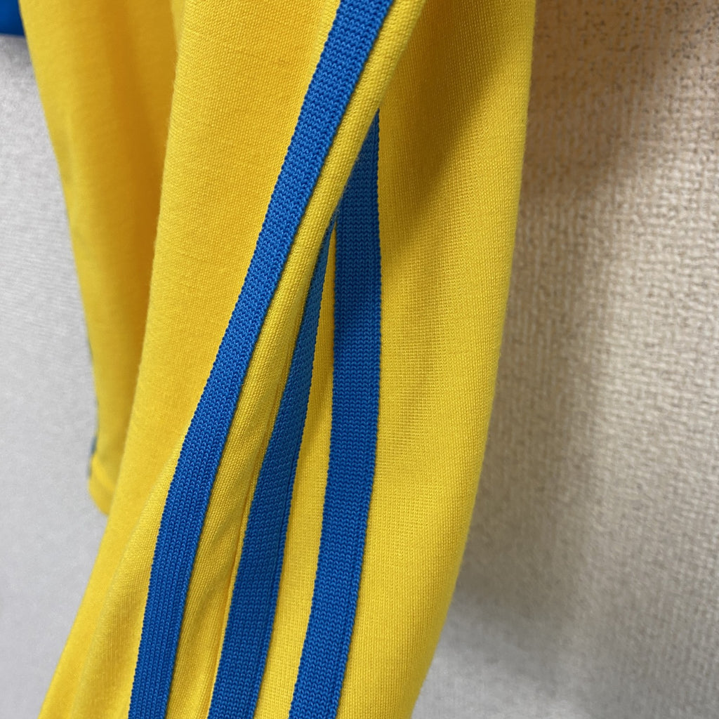00s　adidas　アディダス　ハーフジップ半袖プルオーバー　ヴィンテージ　黄色　イエロー　Lサイズ