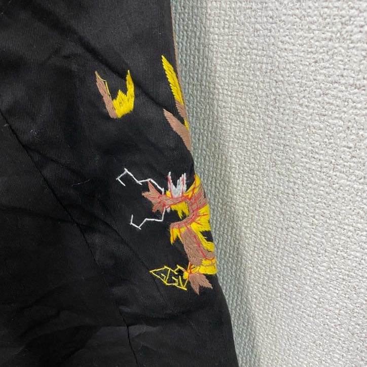 ベトジャン　ベトナムジャケット　スーベニアジャケット　ブルゾン　レプリカ　リメイク　刺繍　黒　ブラック　Lサイズ