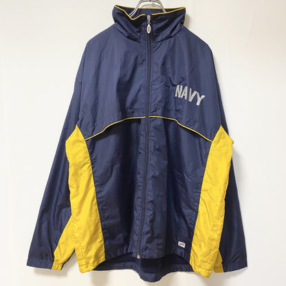 古着 used　SOFFE　NAVY　アメリカ海軍　米軍　長袖ナイロンジャケット　アウター　ワンポイント　ネイビー　XLサイズ
