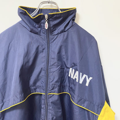 古着 used　SOFFE　NAVY　アメリカ海軍　米軍　長袖ナイロンジャケット　アウター　ワンポイント　ネイビー　XLサイズ