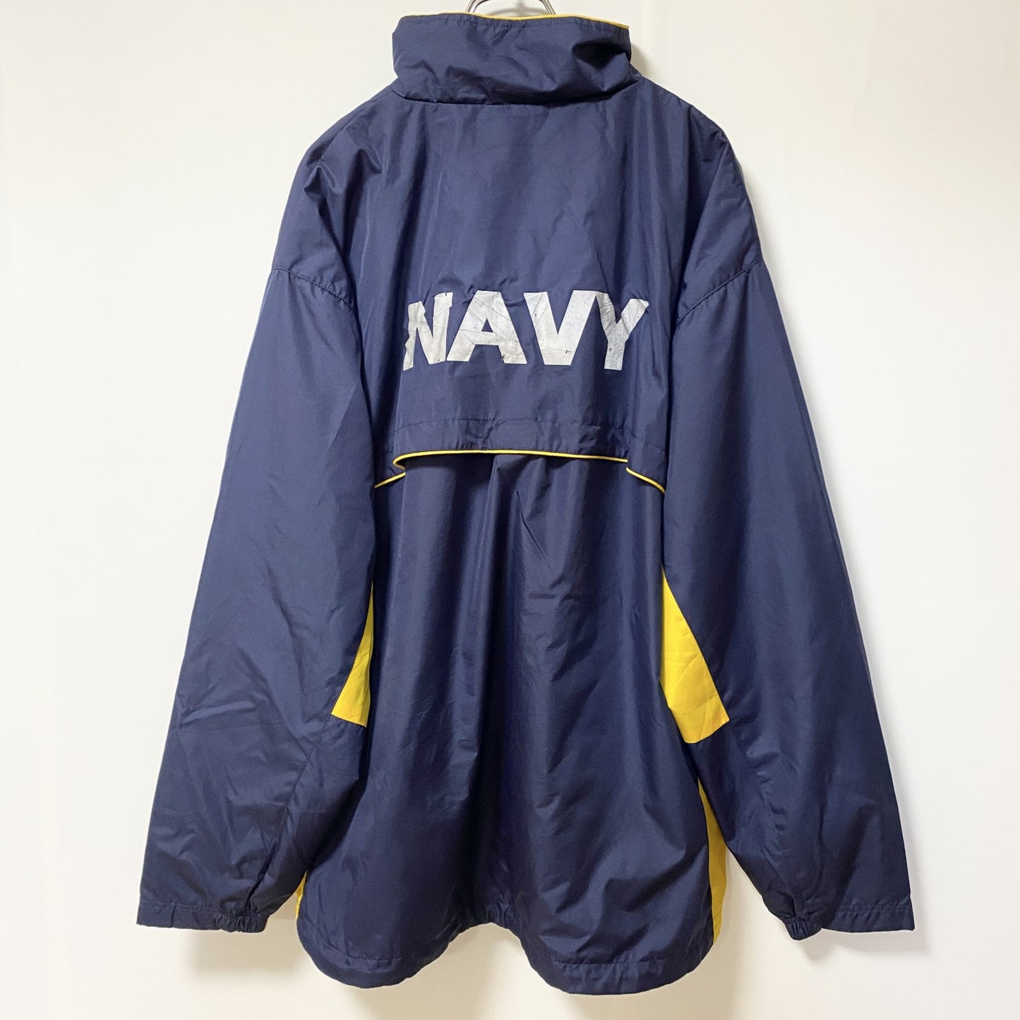 古着 used　SOFFE　NAVY　アメリカ海軍　米軍　長袖ナイロンジャケット　アウター　ワンポイント　ネイビー　XLサイズ