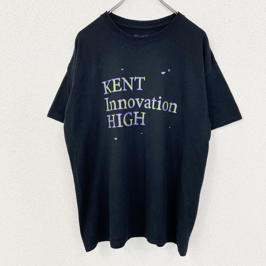 古着 used　GILDAN　ギルダン　半袖デザインプリントTシャツ　バックプリント　クルーネック　黒　ブラック　KENT