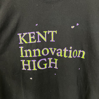 古着 used　GILDAN　ギルダン　半袖デザインプリントTシャツ　バックプリント　クルーネック　黒　ブラック　KENT