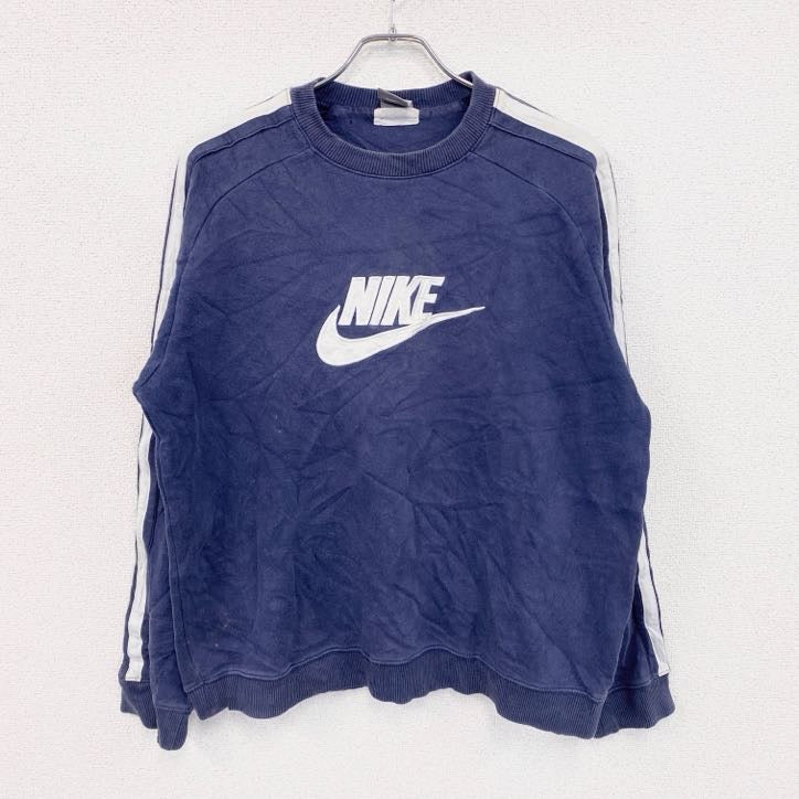 00s　NIKE　ナイキ　スウェット/トレーナー　ヴィンテージ　ロゴ刺繡　紺　ネイビー　Lサイズ