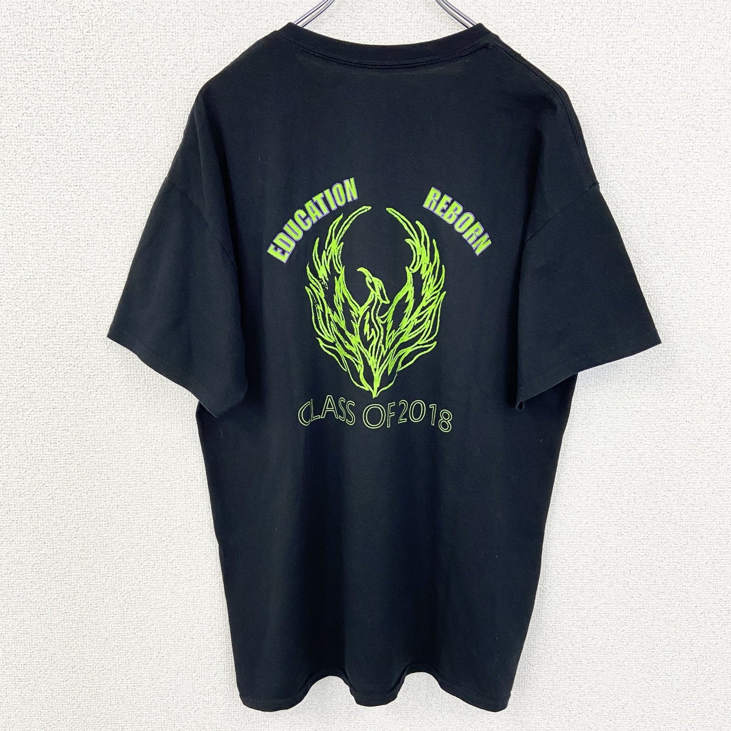古着 used　GILDAN　ギルダン　半袖デザインプリントTシャツ　バックプリント　クルーネック　黒　ブラック　KENT