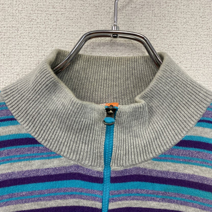 PUMA　プーマ　ハーフジップコットンニットセーター　マルチカラー　灰色　グレー　Lサイズ
