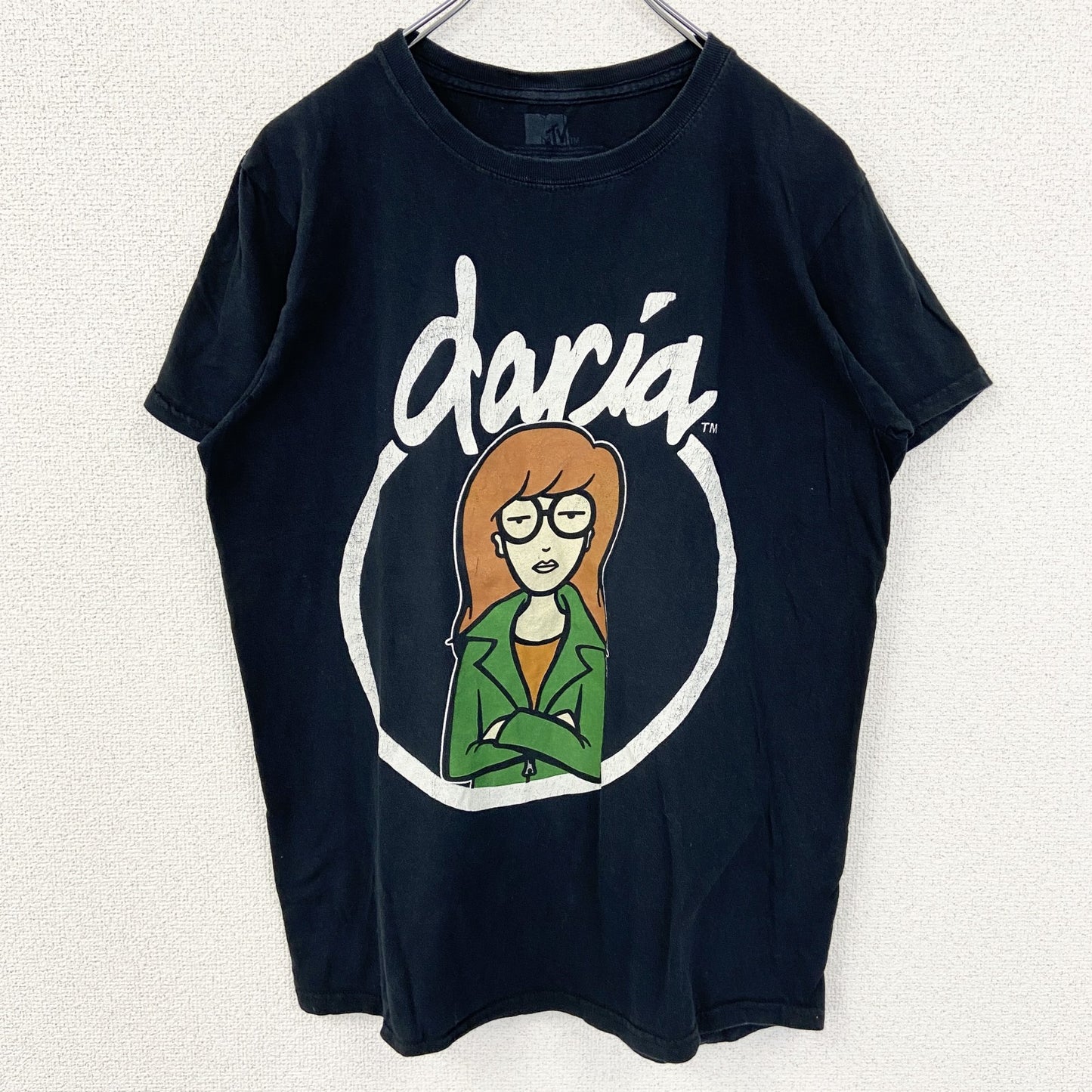 古着 used　MTV Daria ダリア　半袖ビックプリントTシャツ　レトロデザイン　クルーネック　黒　ブラック　Mサイズ