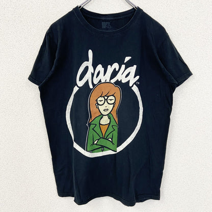 古着 used　MTV Daria ダリア　半袖ビックプリントTシャツ　レトロデザイン　クルーネック　黒　ブラック　Mサイズ