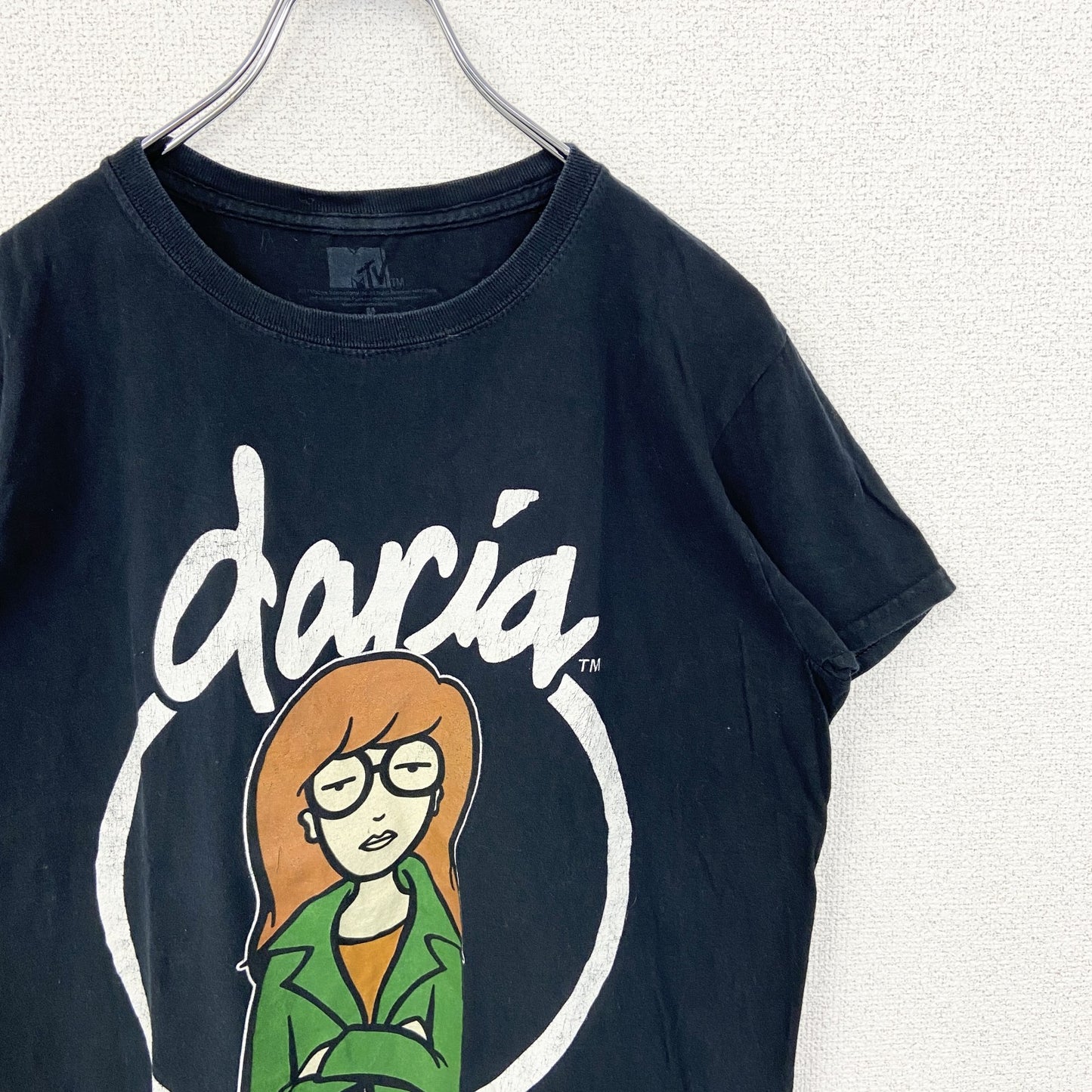 古着 used　MTV Daria ダリア　半袖ビックプリントTシャツ　レトロデザイン　クルーネック　黒　ブラック　Mサイズ
