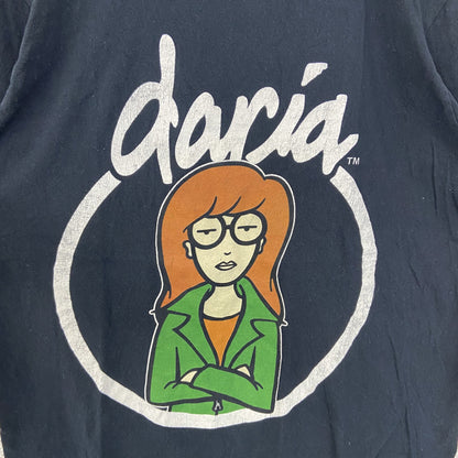 古着 used　MTV Daria ダリア　半袖ビックプリントTシャツ　レトロデザイン　クルーネック　黒　ブラック　Mサイズ