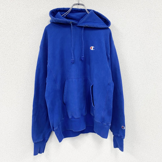 Champion　チャンピオン　リバースウィーブ　スウェットパーカー/フーディー　刺繍ロゴ　ワンポイント　現行　青　ブルー　Mサイズ