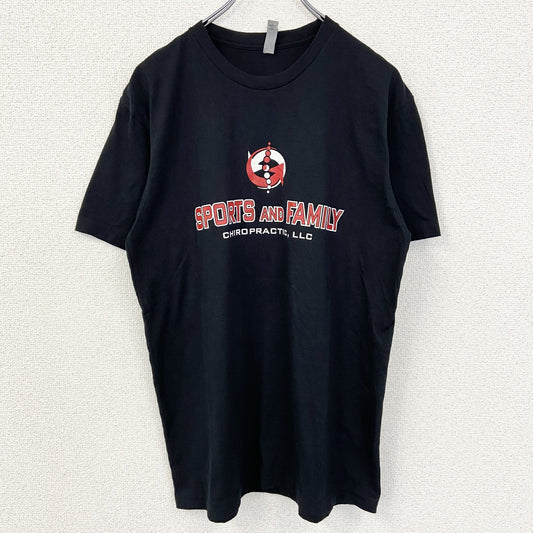 古着 used　NEXT LEVEL　半袖プリントTシャツ　SPORTS AND FAMILY　クルーネック　ブラック　Mサイズ