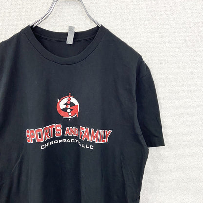 古着 used　NEXT LEVEL　半袖プリントTシャツ　SPORTS AND FAMILY　クルーネック　ブラック　Mサイズ