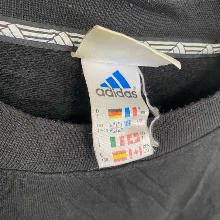 90s　adidas　アディダス　スウェット/トレーナー　ヴィンテージ　ロゴ刺繡　黒　ブラック　Lサイズ