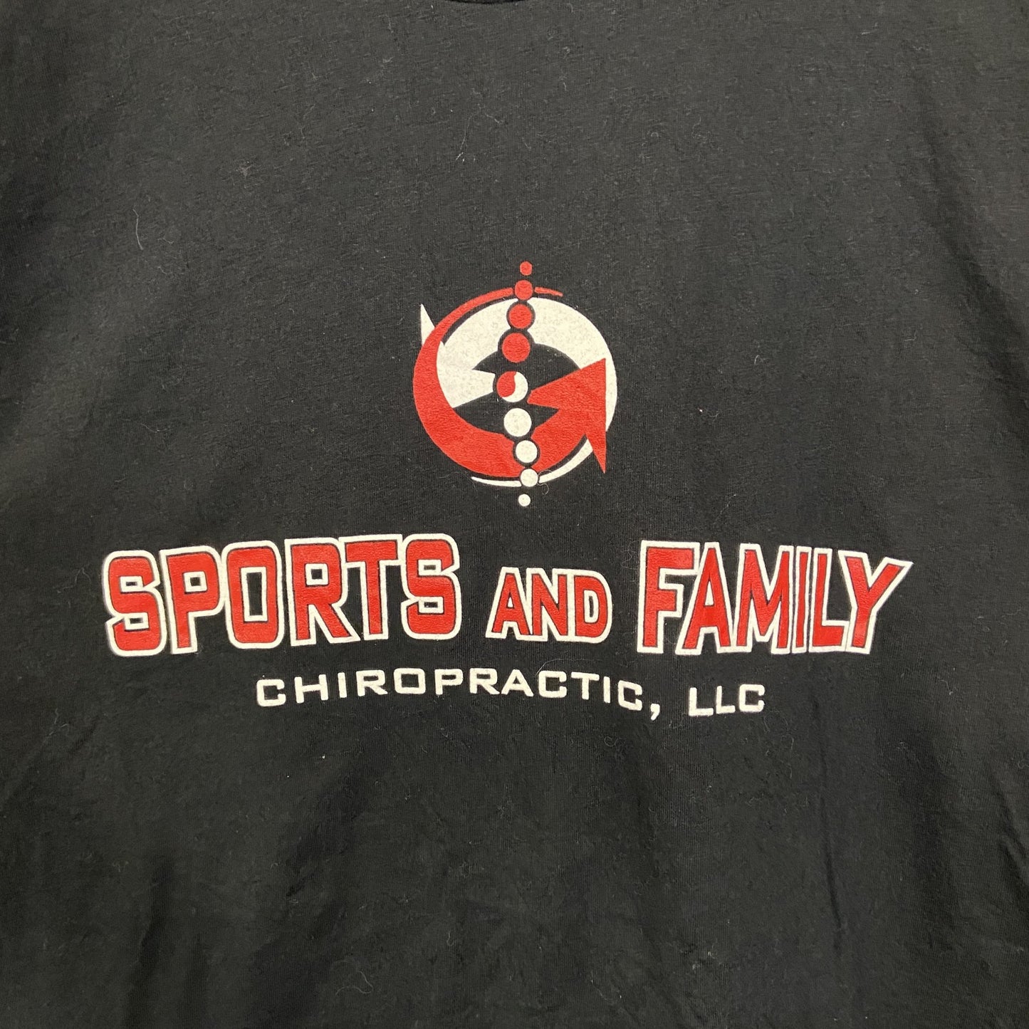 古着 used　NEXT LEVEL　半袖プリントTシャツ　SPORTS AND FAMILY　クルーネック　ブラック　Mサイズ