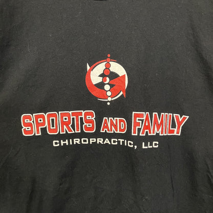 古着 used　NEXT LEVEL　半袖プリントTシャツ　SPORTS AND FAMILY　クルーネック　ブラック　Mサイズ