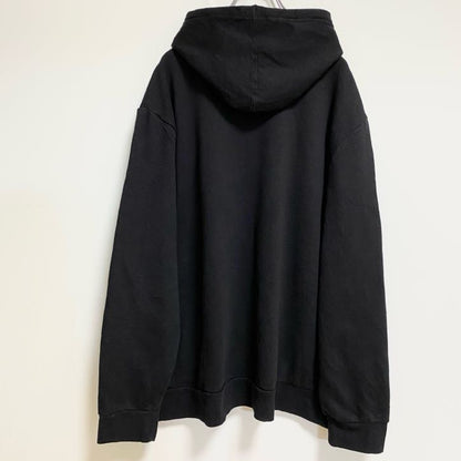 古着 used　FILA　フィラ　長袖ロゴプリントパーカー　スウェットプルオーバー　黒　秋冬服　ビッグシルエット　2XLサイズ