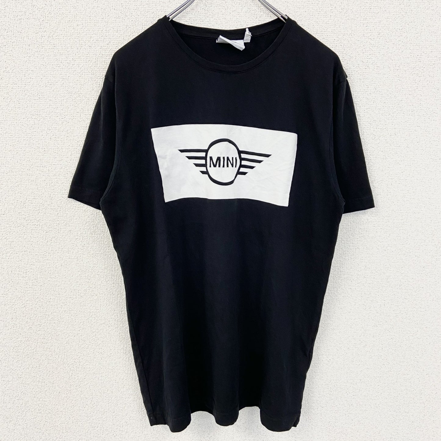 古着 used　MINI ミニクーパー　半袖ロゴデザインTシャツ　クルーネック　シンプルデザイン　黒　ブラック　Lサイズ