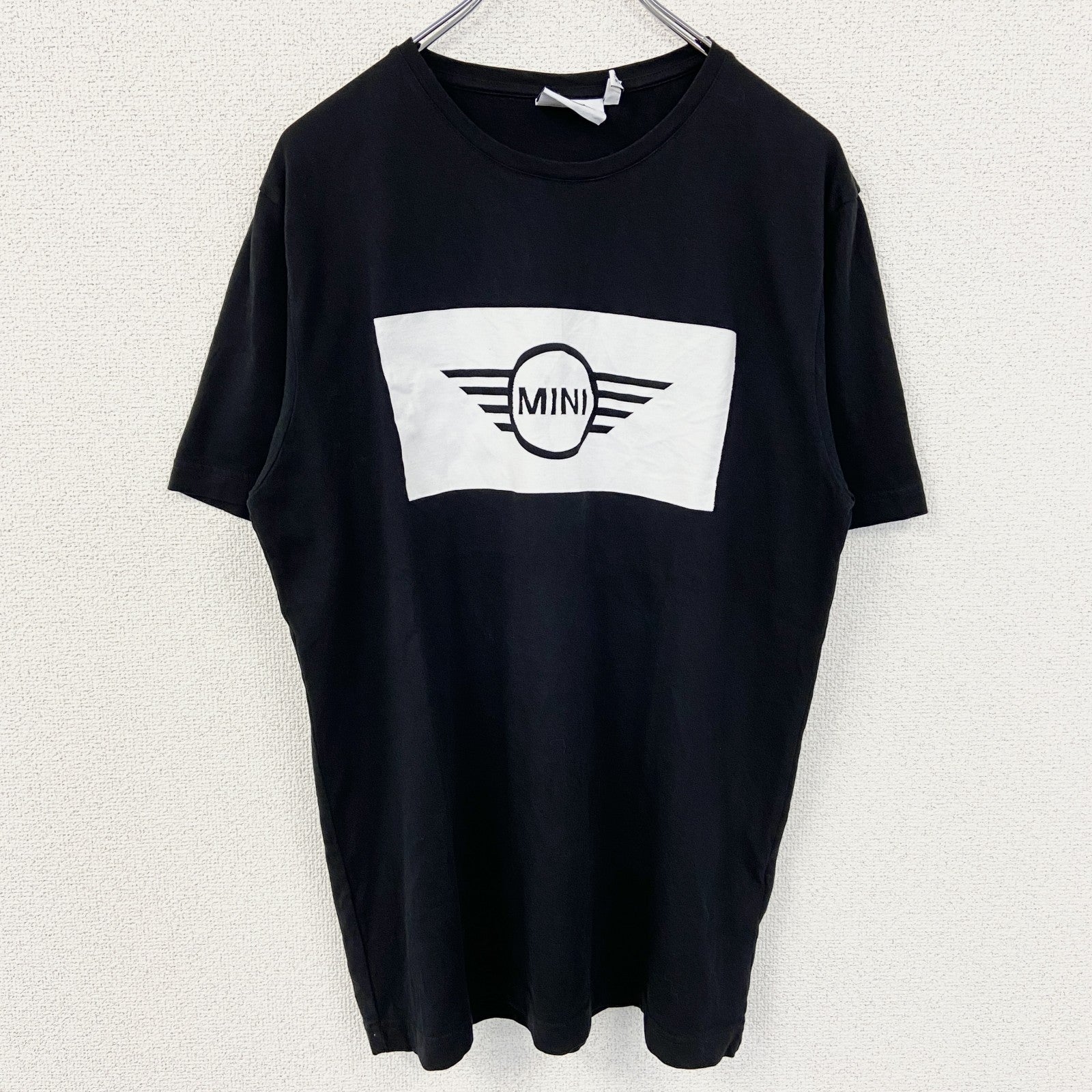 古着 used　MINI ミニクーパー　半袖ロゴデザインTシャツ　クルーネック　シンプルデザイン　黒　ブラック　Lサイズ
