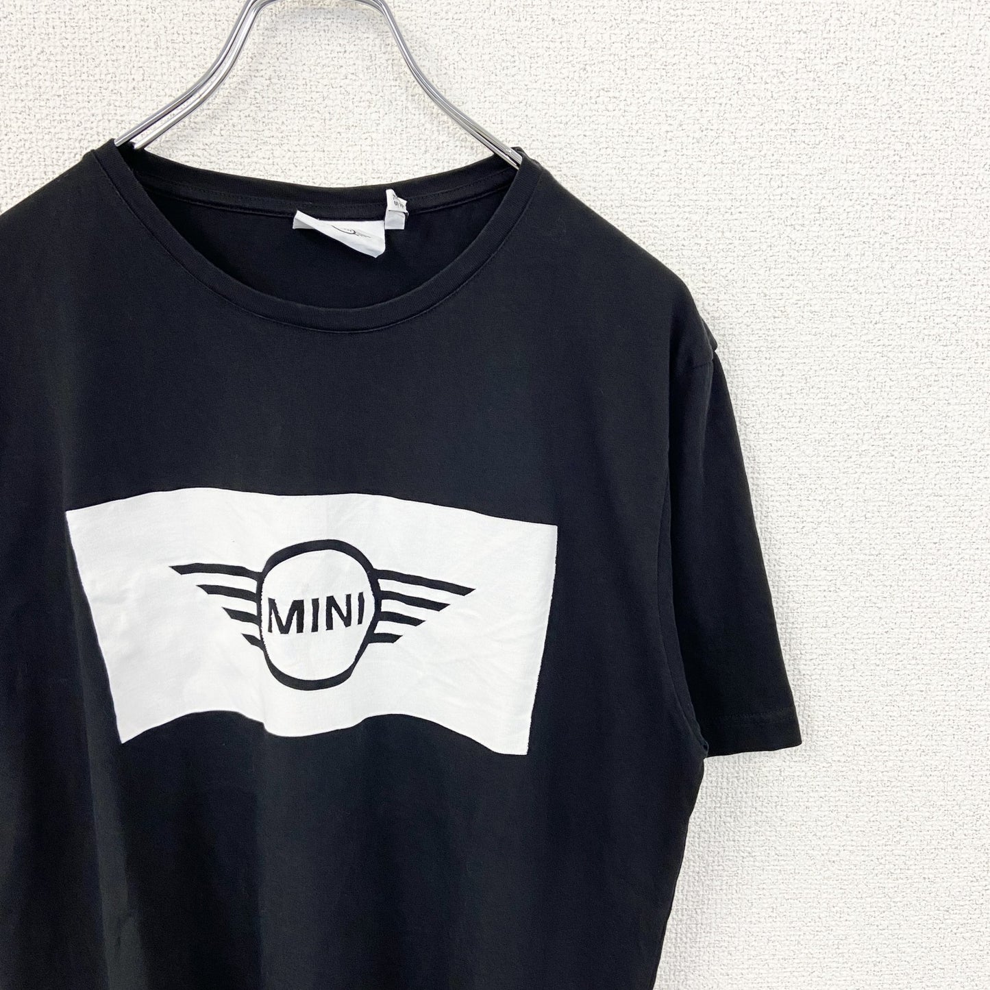 古着 used　MINI ミニクーパー　半袖ロゴデザインTシャツ　クルーネック　シンプルデザイン　黒　ブラック　Lサイズ