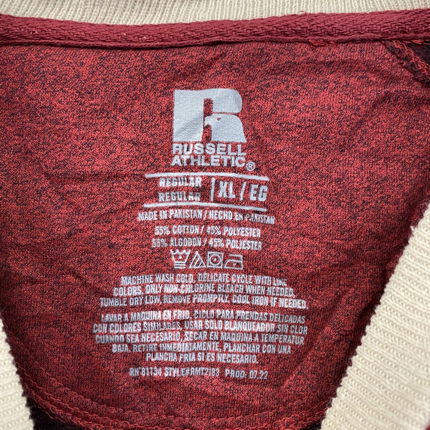 RUSSELL ATHLETIC　ラッセル　スウェット/トレーナー　ラグランスリーブ　赤　レッド　XLサイズ