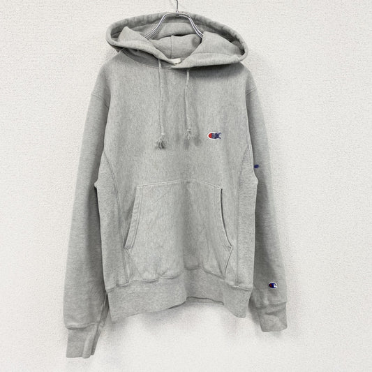 Champion　チャンピオン　リバースウィーブ　スウェットパーカー/フーディー　刺繍ロゴ　ワンポイント　現行　灰色　グレー　Sサイズ