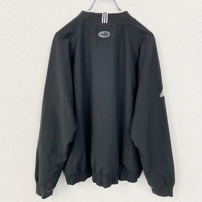 古着 used　adidas アディダス　CLIMAPROOF　長袖ナイロンプルオーバー　Vネック　ワンポイント刺繍　黒　Sサイズ