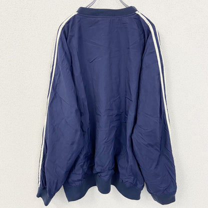 古着 used　adidas アディダス　90s　長袖ナイロンプルオーバー　Vネック　ウォームアップウェア　ネイビー　Lサイズ