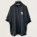 古着 used　adidas アディダス　CLIIMAPROOF　半袖ハーフジップナイロンプルオーバー　ハイネック　黒　Lサイズ