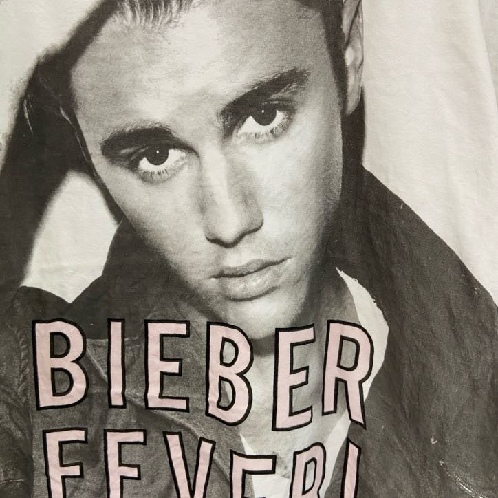 NO:1 FAN　半袖音楽プリントTシャツ　ジャスティンビーバー　白　ホワイト　6-8サイズ