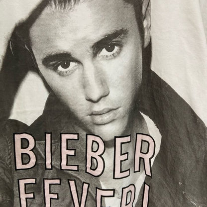 NO:1 FAN　半袖音楽プリントTシャツ　ジャスティンビーバー　白　ホワイト　6-8サイズ