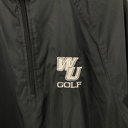 古着 used　adidas アディダス　CLIIMAPROOF　半袖ハーフジップナイロンプルオーバー　ハイネック　黒　Lサイズ