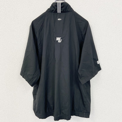 古着 used　adidas アディダス　CLIIMAPROOF　半袖ハーフジップナイロンプルオーバー　ハイネック　黒　Lサイズ