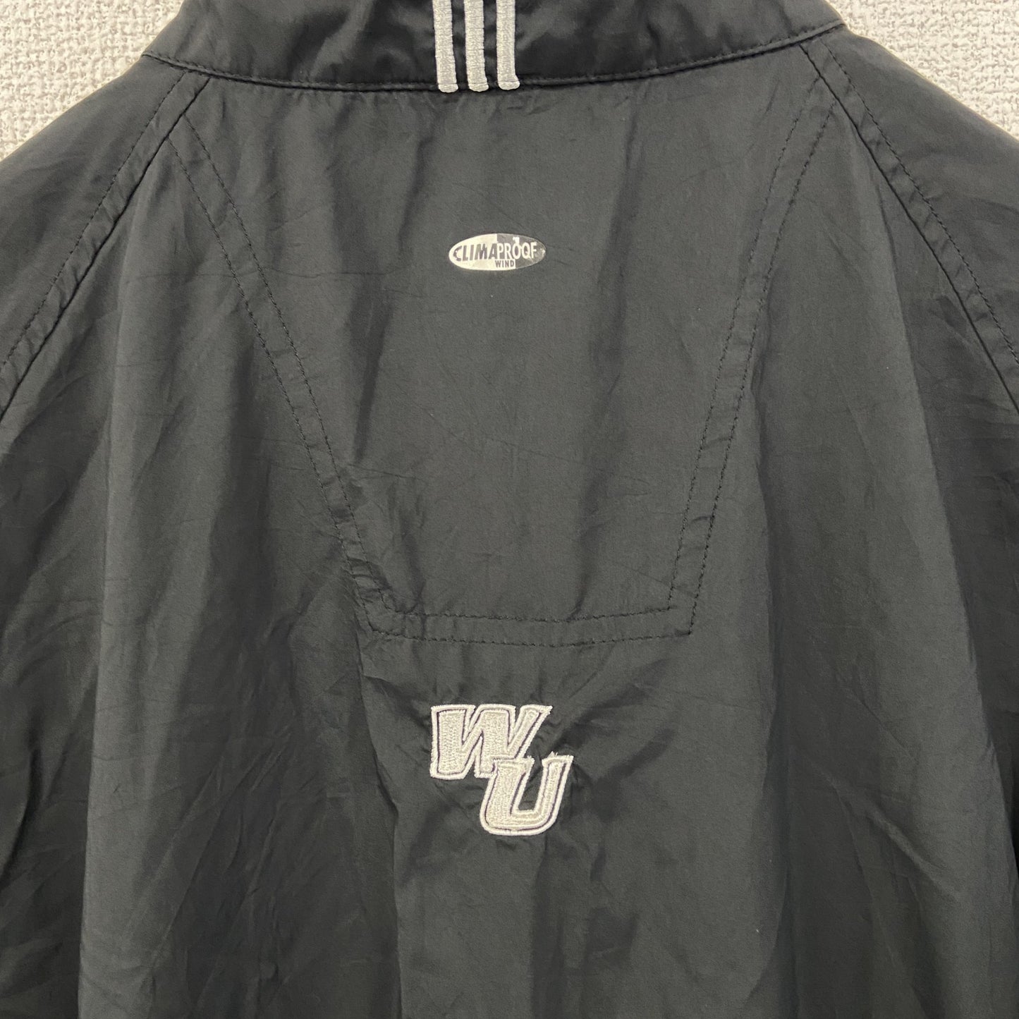 古着 used　adidas アディダス　CLIIMAPROOF　半袖ハーフジップナイロンプルオーバー　ハイネック　黒　Lサイズ