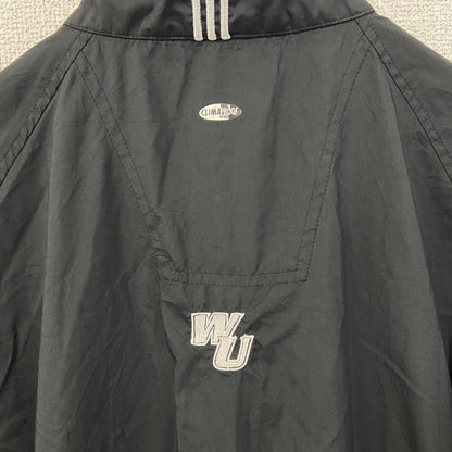 古着 used　adidas アディダス　CLIIMAPROOF　半袖ハーフジップナイロンプルオーバー　ハイネック　黒　Lサイズ
