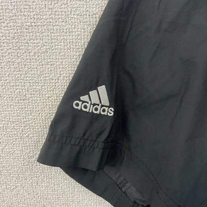 古着 used　adidas アディダス　CLIIMAPROOF　半袖ハーフジップナイロンプルオーバー　ハイネック　黒　Lサイズ