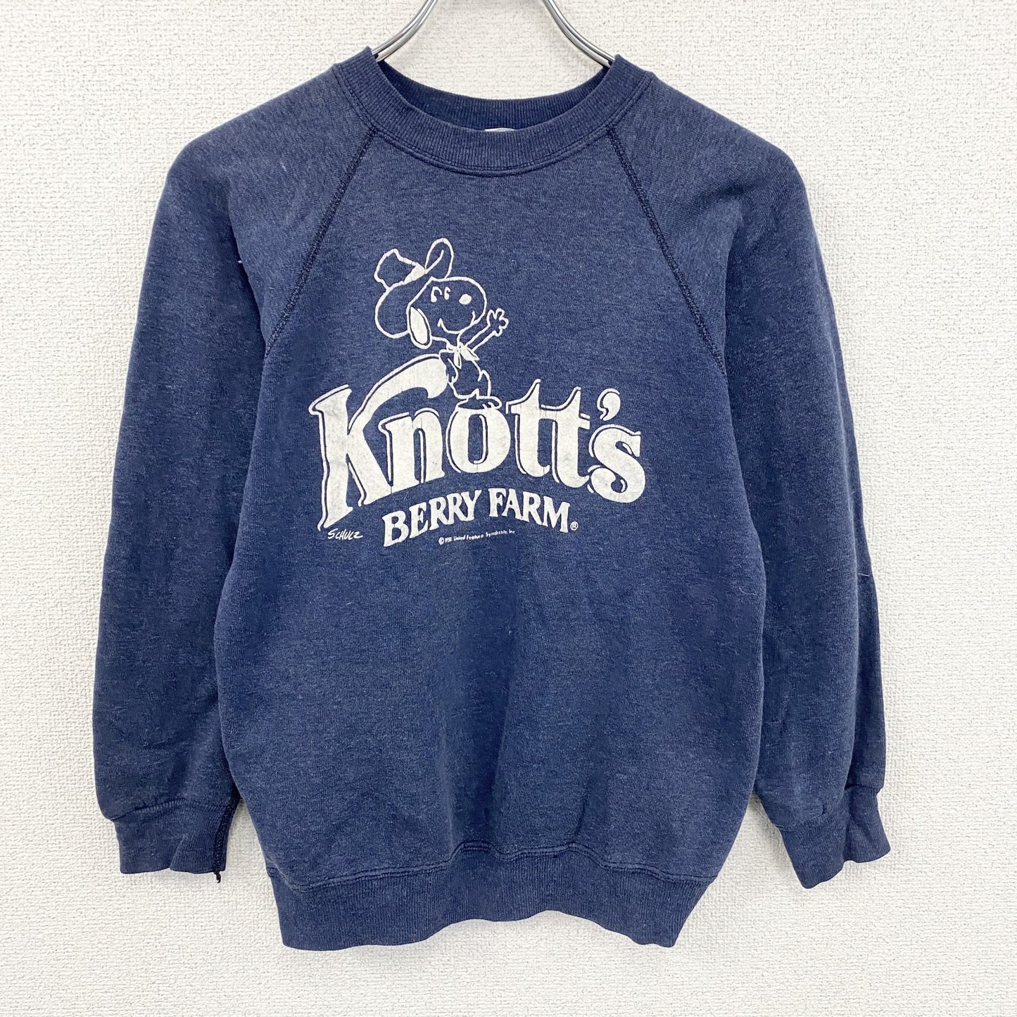 80s～　スヌーピー　Knott's Berry Farm　スウェット/トレーナー　ラグランスリーブ　紺　ネイビー