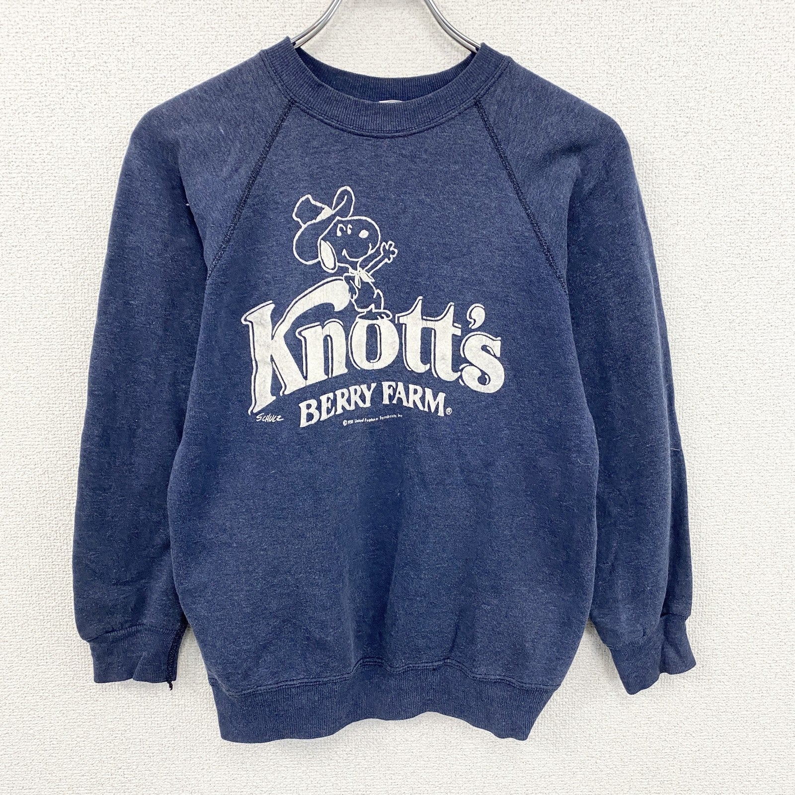 80s～　スヌーピー　Knott's Berry Farm　スウェット/トレーナー　ラグランスリーブ　紺　ネイビー