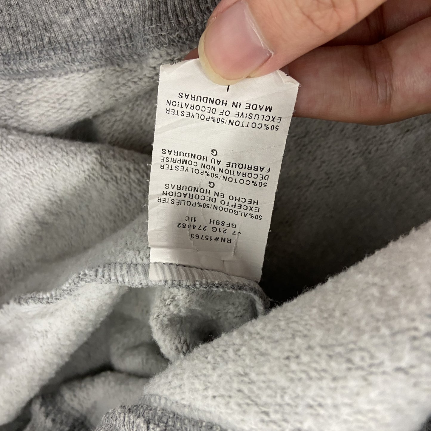champion　チャンピオン　スウェットパーカー/フーディー　チェック柄　デカロゴ　現行　灰色　グレー　Lサイズ