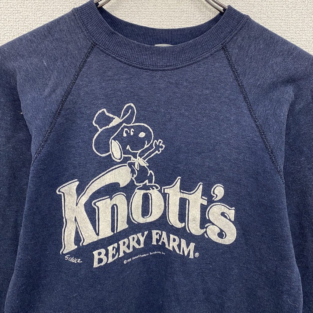 80s～　スヌーピー　Knott's Berry Farm　スウェット/トレーナー　ラグランスリーブ　紺　ネイビー