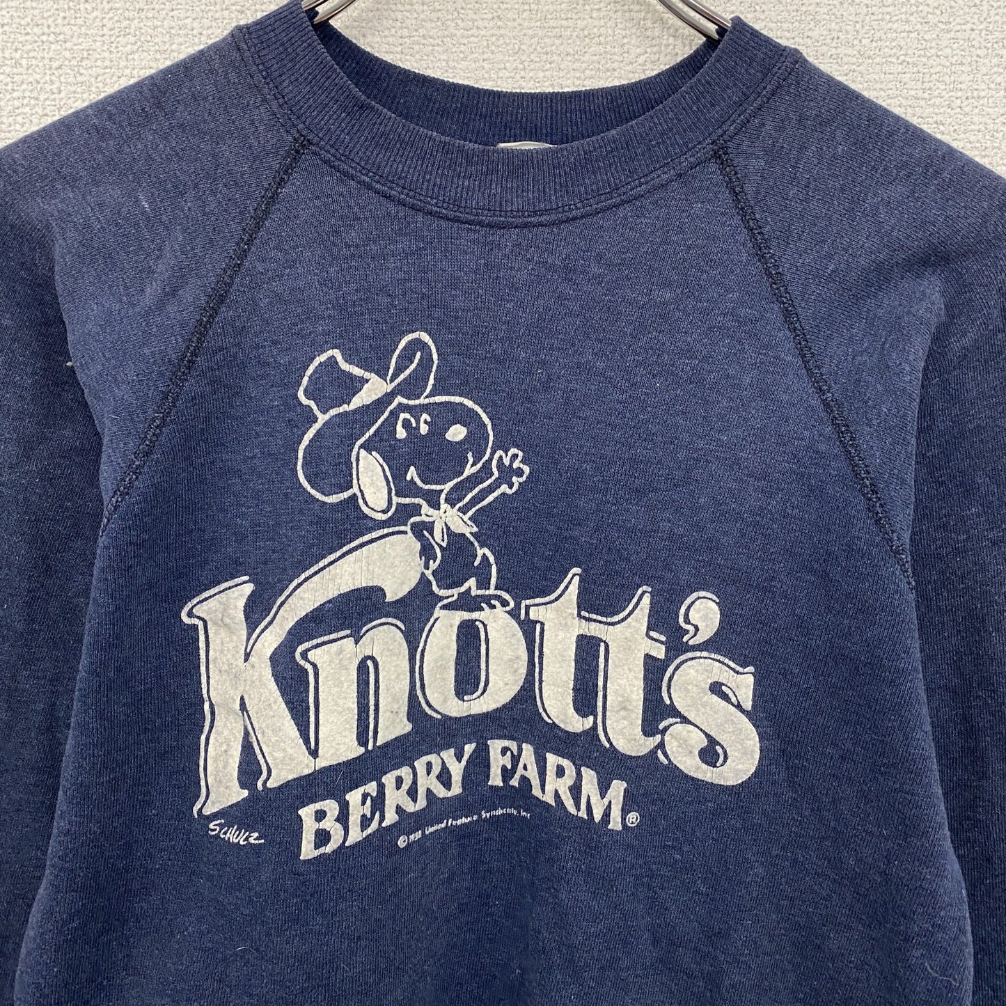 80s～　スヌーピー　Knott's Berry Farm　スウェット/トレーナー　ラグランスリーブ　紺　ネイビー