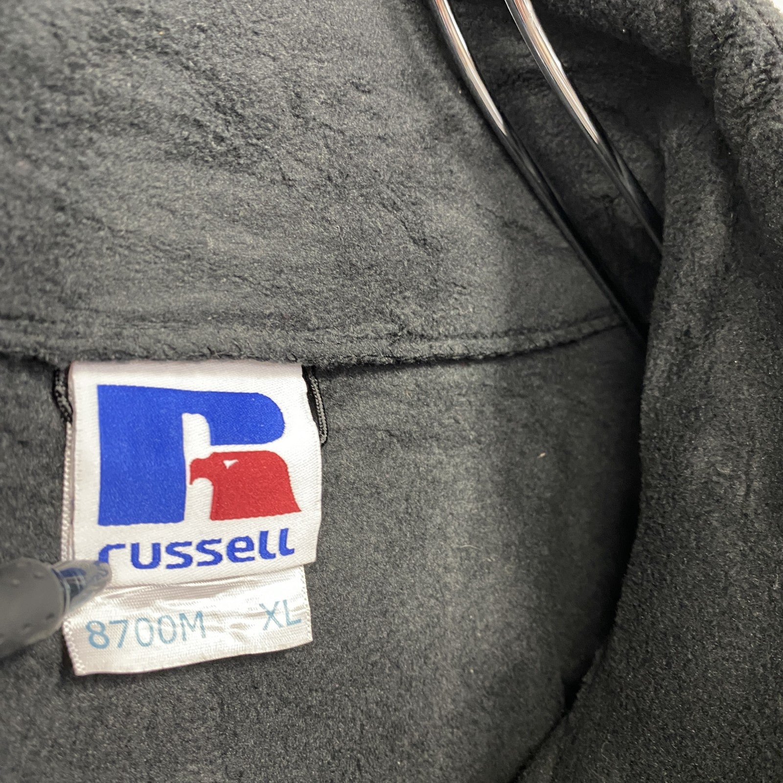 RUSSELL　ラッセル　フルジップフリースジャケット　刺　黒　ブラック　XLサイズ