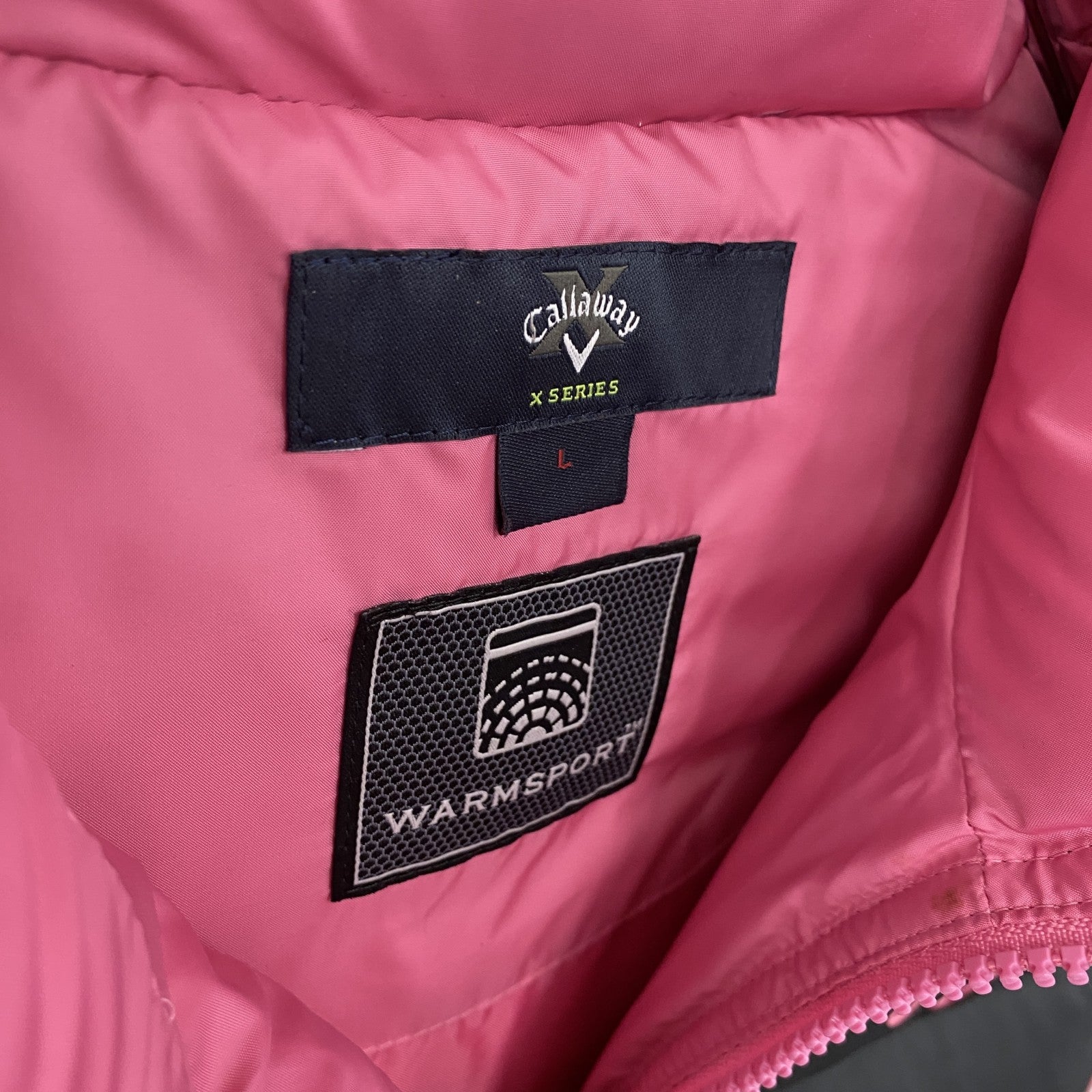 callaway　キャロウェイ　ダウンベスト　ダウン90％　黒　ブラック　ピンク　バイカラー　Lサイズ