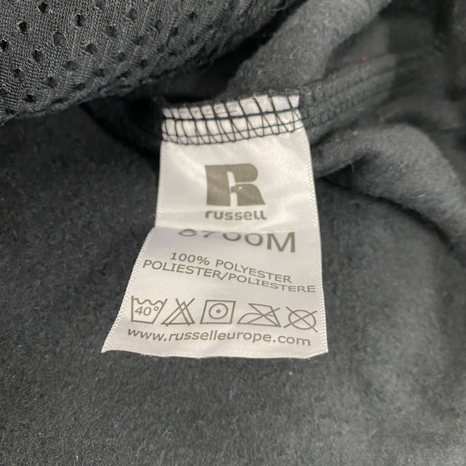 RUSSELL　ラッセル　フルジップフリースジャケット　刺　黒　ブラック　XLサイズ