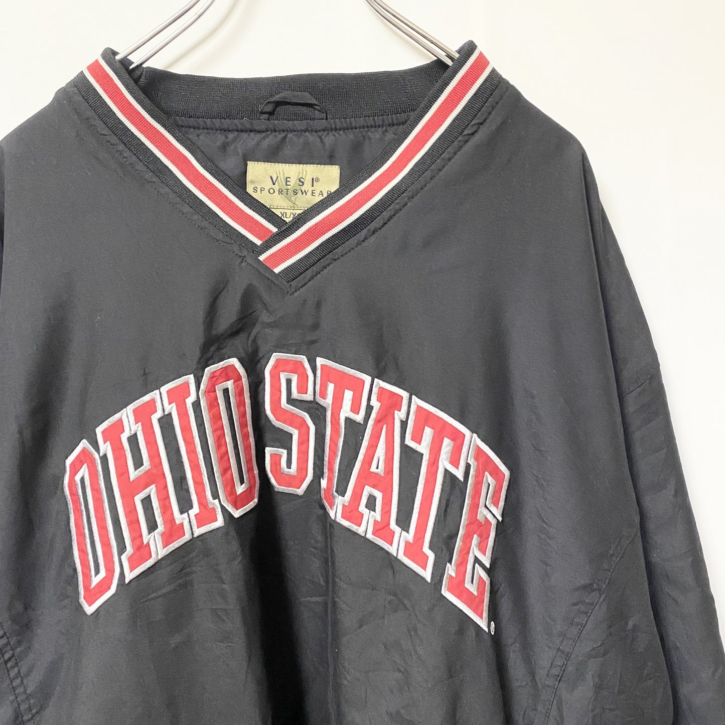 古着 used 古着 used VESISPORTSWEAR　長袖ナイロンフルジップジャケット　ウィンドブレーカー　黒　XLサイズ