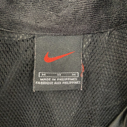 古着 used　NIKE ナイキ　90s　長袖ナイロンプルオーバー　ハーフジップ　ワンポイントロゴ刺繍　黒　ブラック　Mサイズ