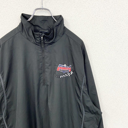 古着 used　NIKEGOLF ナイキゴルフ　長袖ナイロンプルオーバー　ハーフジップ　アノラック　ワンポイント刺繍　黒　XXLサイズ