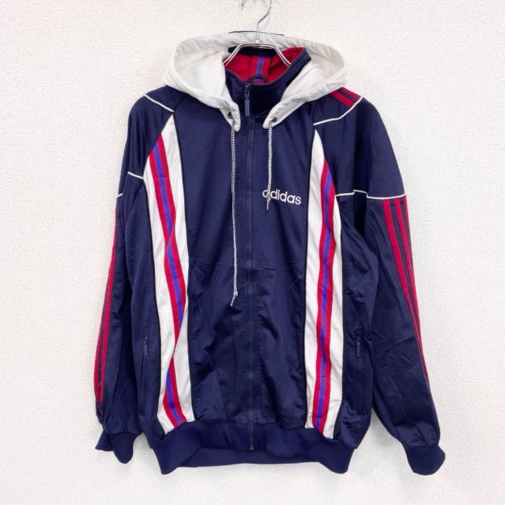 90s　adidas　アディダス　トラックジャケット/ジャージ　ヴィンテージ　マルチカラー　紺　ネイビー　Lサイズ