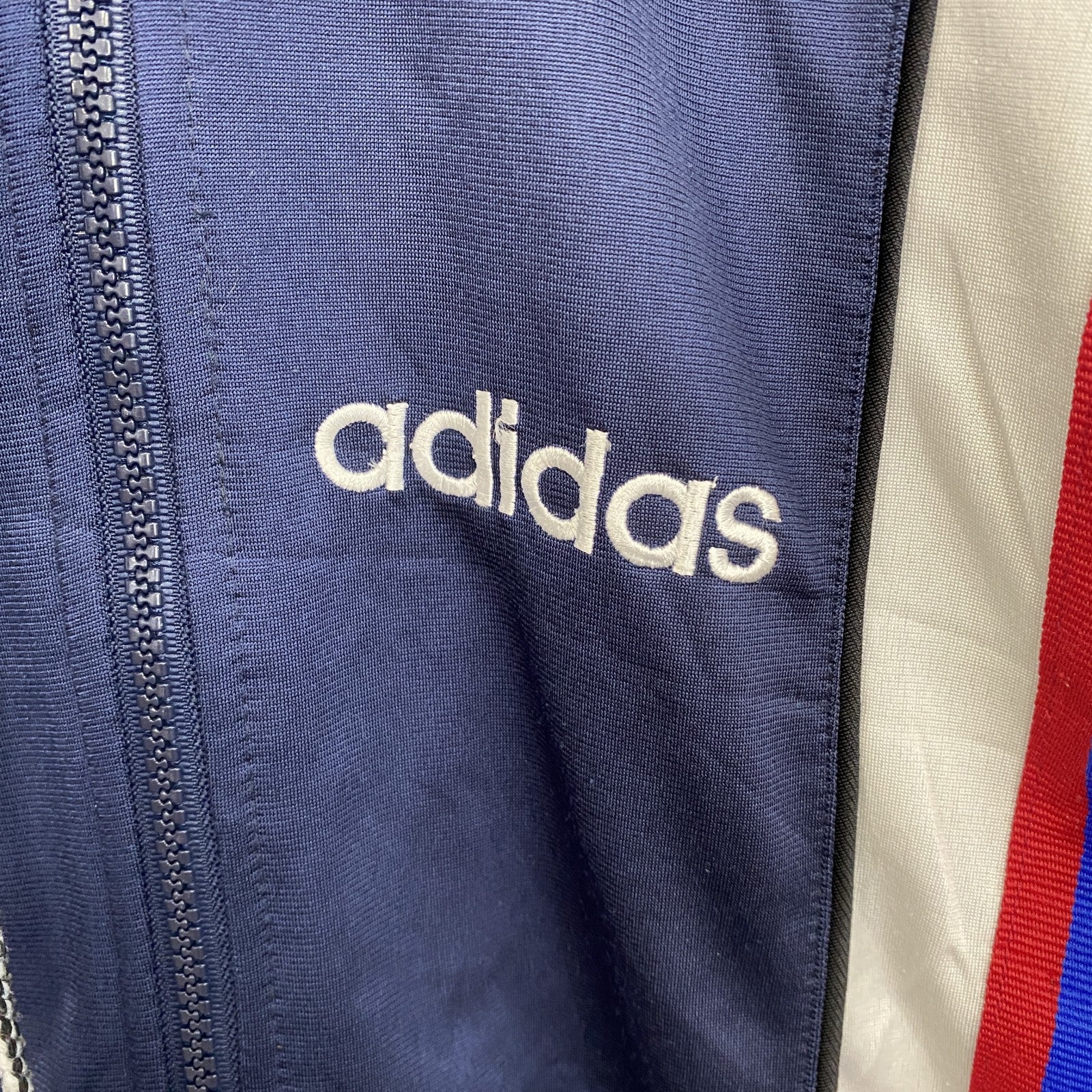 90s　adidas　アディダス　トラックジャケット/ジャージ　ヴィンテージ　マルチカラー　紺　ネイビー　Lサイズ