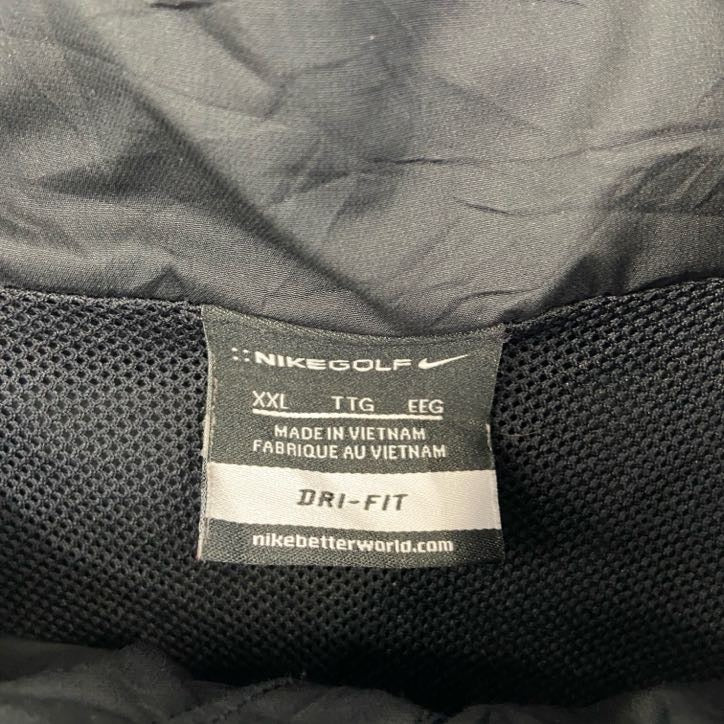 古着 used　NIKEGOLF ナイキゴルフ　長袖ナイロンプルオーバー　ハーフジップ　アノラック　ワンポイント刺繍　黒　XXLサイズ